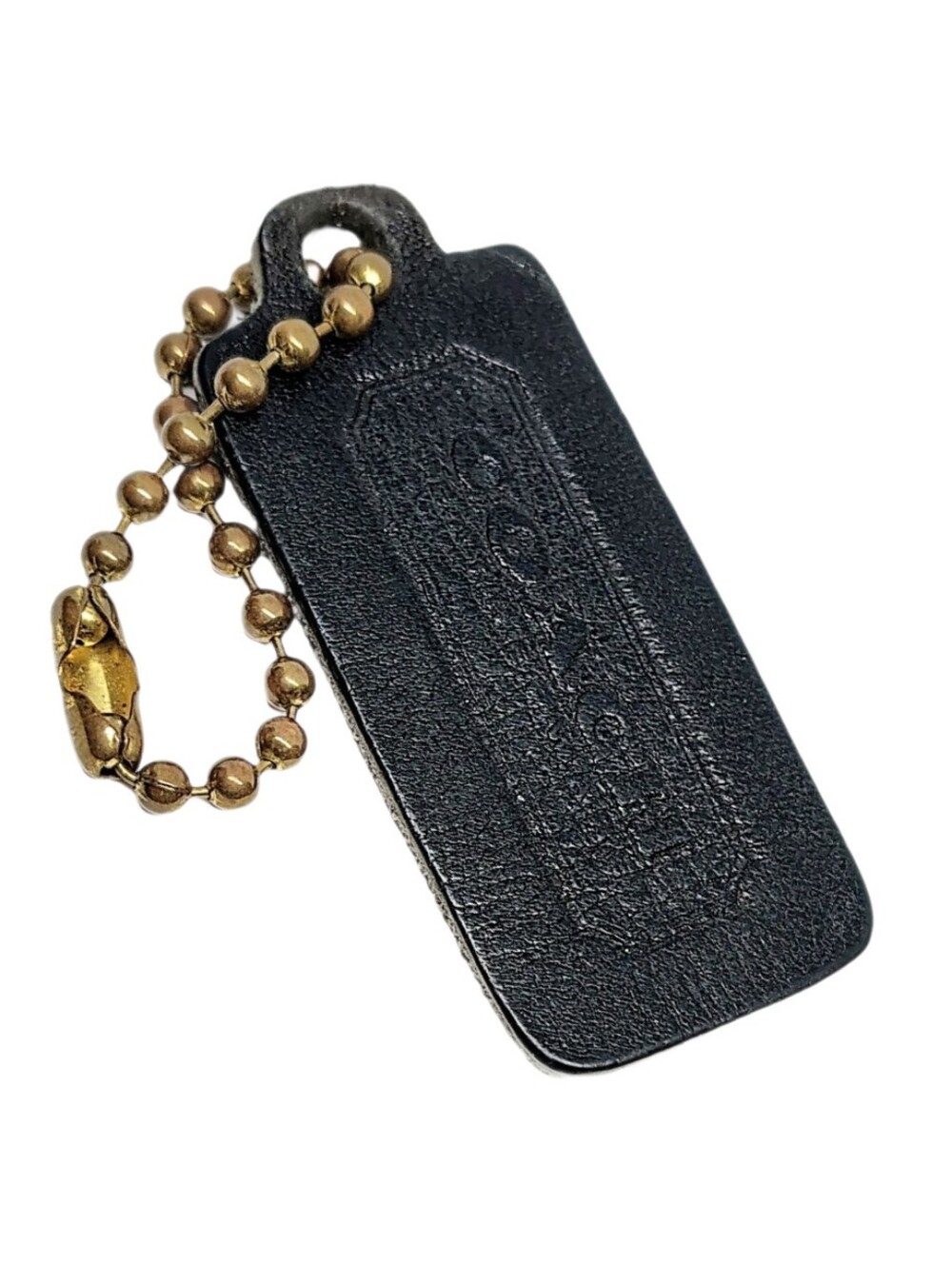 🤩 70s 80's Vintage Coach Leatherware 2.25" Black Hangtag Bag Charm Fob Keychain
